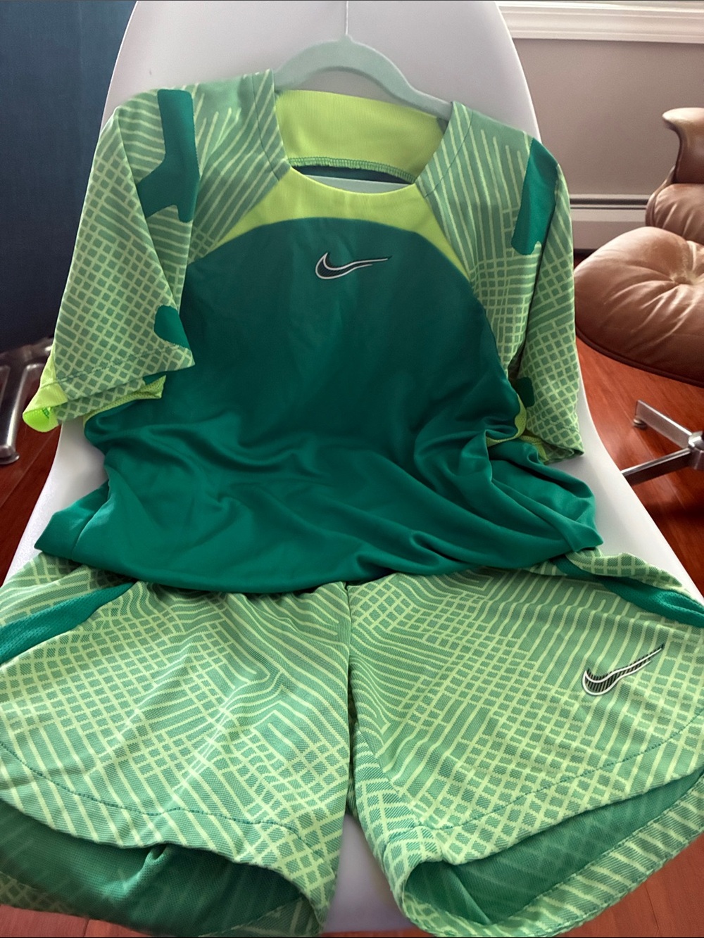 Nike Teal & Neon Green Athletic Shirt and Shorts Set
